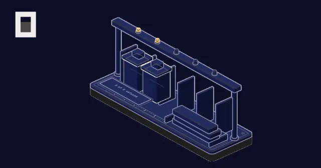 Isometric rack with five plugin slots: two cartridges seated with lit lamps, three refused. OpenCode logo in the corner